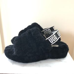 Ugg fluff yeah slippers black 8